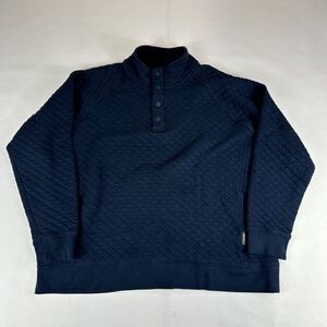Eddie Bauer Quilted Sweater Men XL Blue 1/4 Snap Sweatshirt Outdoor Camping Hike